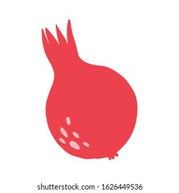 Pomegranate in doodle style isolated on white background. Hand drawn fresh organic summer fruit. Simple cute cartoon design. Vector sketch illustration.