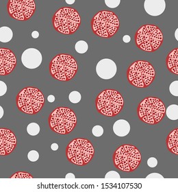 it is a pomegranate and dot pattern.