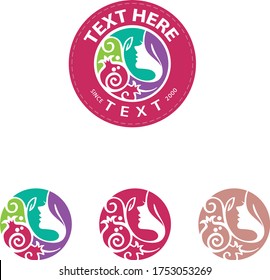 Emblema de granada, ilustración vectorial. Hecho con mujer, belleza, naturaleza y granada.
