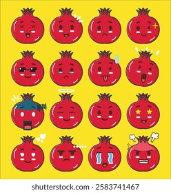 a Pomegranate Emoticon Set for a design element or emoji project