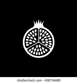 Pomegranate Flat Icon On Black Background