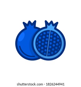 pomegranate, flat outline fruit icon
