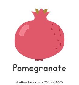 Pomegranate flat vector illustration. Pomegranate cartoon clipart style isolated on white background. Common fruit concept