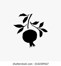 pomegranate fruit, black silhouette vector symbol design