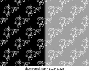 pomegranate fruit butterfly seamless pattern