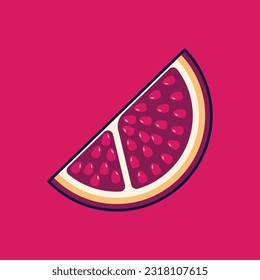 Pomegranate Fruit Cartoon Vector Icon Illustration. Food Fruit Icon Concept Isolated Premium Vector. Flat Cartoon Style Suitable for Web Landing Page, Banner, Sticker, Background
