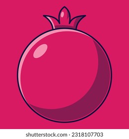 Pomegranate Fruit Cartoon Vector Icon Illustration. Food Fruit Icon Concept Isolated Premium Vector. Flat Cartoon Style Suitable for Web Landing Page, Banner, Sticker, Background