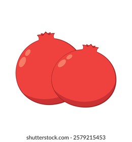 Pomegranate fruit in continuous cartoon vector style. Pomegranate contour with color. Flat isolated illustration.