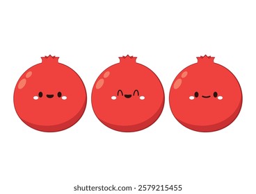 Pomegranate fruit in continuous cartoon vector style. Pomegranate contour with color. Flat isolated illustration. Pomegranate fruit mascot.