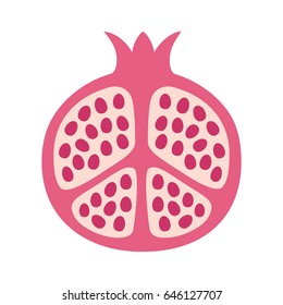 Pomegranate fruit cut in half flat vector color icon for food apps and websites