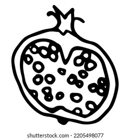 Pomegranate fruit doodle style vector illustration isolated on white background