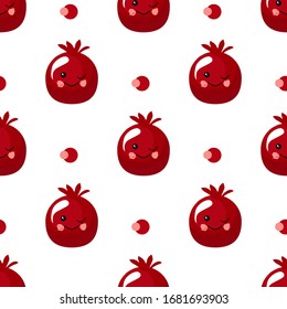 pomegranate fruit. Exotic fruit. citrus character and seamless pattern. Vector illustration. Jewish New Year, Yom Kippur, Tishrei, Rosh Hashana