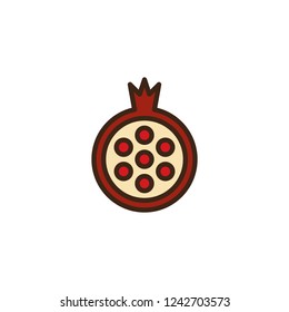 Pomegranate fruit filled outline icon, line vector sign, linear colorful pictogram isolated on white. Pomegranate juice symbol, logo illustration. Pixel perfect vector graphics