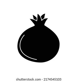 Pomegranate fruit icon in black flat glyph, filled style isolated on white background