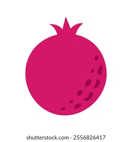 Pomegranate fruit icon. Colored exotic tropical garnet plant. Flat vector illustration isolated in white background