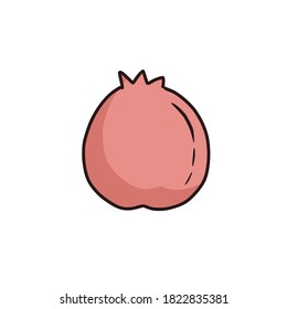 Pomegranate fruit icon drawing cartoon logo with outline