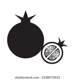Pomegranate fruit icon. fresh fruit isolated on white background. vector illustration.