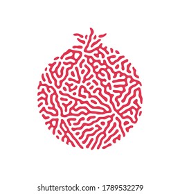 Pomegranate fruit icon logo. Rosh Hashanah Hashana greeting card, Jewish New Year. Patterned pomegranate icon vector illustration. Ripe garnet fruit symbol emblem