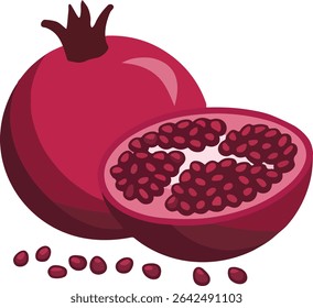 Granatapfel-Symbol, Vektorstil auf weißem Hintergrund.