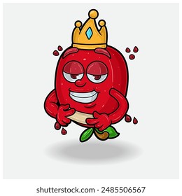 Pomegranate fruit Mascot Character Cartoon With Love struck expression. For brand, label, packaging and product. Vector Illustration