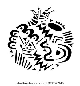Pomegranate fruit mosaic silhouette illustration