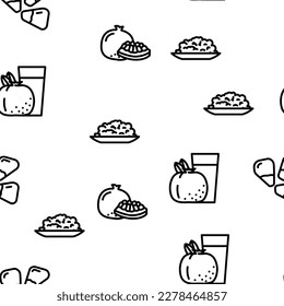 pomegranate fruit nature organic vector seamless pattern thin line illustration