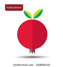 Pomegranate, fruit on white background. Flat design style. vector illustration.