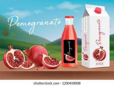 Pomegranate fruit package design.illustration vector