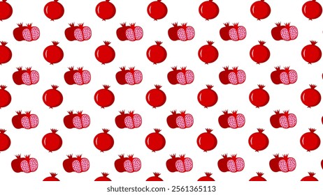 Pomegranate fruit pattern background. Vector of Pomegranate fruit icon. Perfect for textile, fabric, print, web, business, ads, social media, many more. SSTKbackgrounds 
