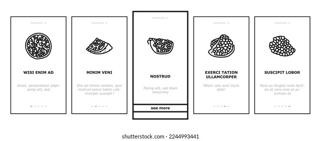 pomegranate fruit red food onboarding mobile vector. half, seed fresh, ripe juice, leaf cut, juicy, green sweet, slice leaves, organic pomegranate fruit red food Illustration