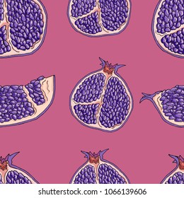 Pomegranate fruit seamless pattern
