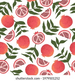 Ilustración de patrón sin foco de fruta granada