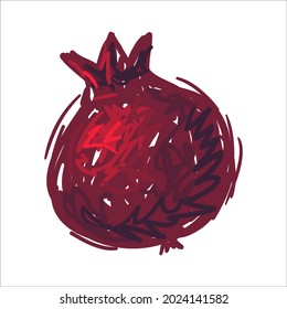 Pomegranate fruit sketch vector illustration