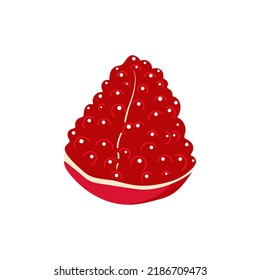 Pomegranate fruit slice juicy art icon logo vegetarian food vector illustration.