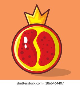 Pomegranate fruit slice vector illustration in flat style