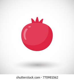 Pomegranate fruit vector flat icon, Flat design of food or tropical harvest objects with round shadow, cute vector illustration