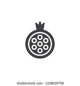 Pomegranate fruit vector icon. filled flat sign for mobile concept and web design. Simple solid icon. Pomegranate juice symbol, logo illustration. Pixel perfect vector graphics