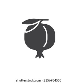 Granatobst-Vektorsymbol. volles Flachzeichen für mobiles Konzept und Webdesign. Granatapfel mit einem Leuchtsymbol. Symbol, Logo-Abbildung. Vektorgrafik