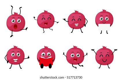 Pomegranate Fruits Cartoon Character