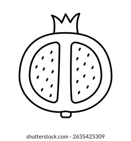 Pomegranate Fruits Editable Stroke Icons. Healthy Eating, Vegan Food, Diet, Weight Loss, Vegetarian Food Themes Vector Illustration