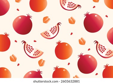 Pomegranate fruits seamless pattern  background design