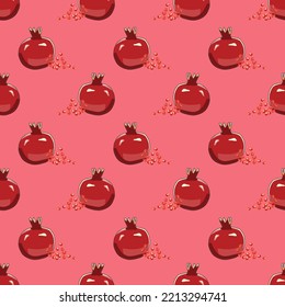 Pomegranate fruits seamless vector pattern.Design for use backdrop all over textile fabric print wrapping paper and others.