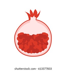 Pomegranate. Garnet fruit icon isolated. Modern simple flat vegetarian sign. Fresh Food, internet concept. Trendy natural symbol for website design, web button, mobile app. Logo illustration