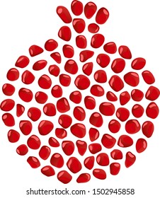 Pomegranate grains. Rosh Hashanah. Sweet red fruit. Healthy eating, diet. Shana Tova. Jewish New Year. Template for postcard or invitation card, poster, print. Vector illustration.