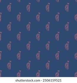 Pomegranate half shapes seamless pattern. Vector hand drawn illustration.