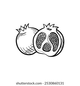 Pomegranate Hand-Drawn Food Vector Icon