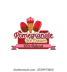 pomegranate Ice Cream Logo Design Royalty Free Clipart, Vectors, and Stock Illustration.