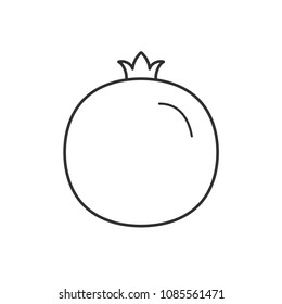 Pomegranate icon in black flat outline design.