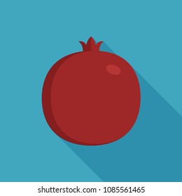 Pomegranate icon in flat long shadow design.