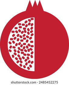 Pomegranate icon flat style. Pomegranate juice seeds.